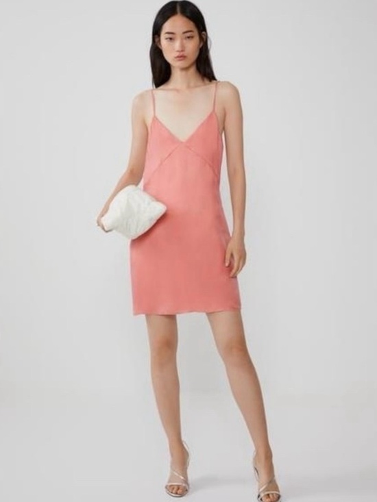 Zara Dresses & Skirts - Zara Fillsens Slip Dress in Pink Peach Pearlescent 
NWT V Back Blogger Fav Small